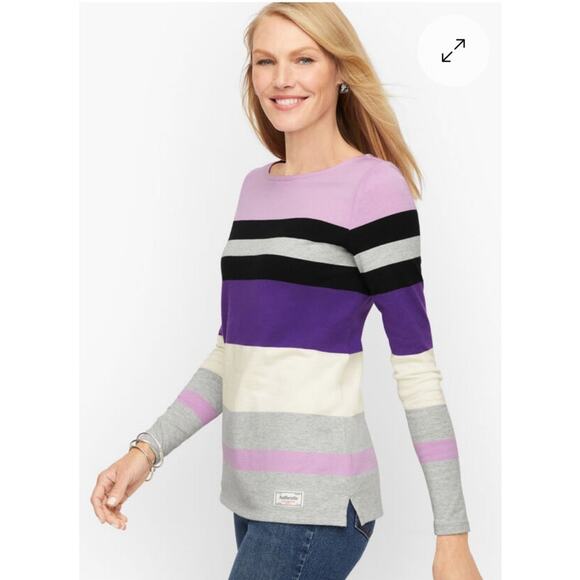 TALBOTS Chalet Stripe tee, size medium, 100% Cotton Jersey Knit - Picture 1 of 7